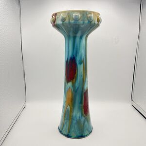 Kirklands Extra Large Teal/Burgandy and  Mustard Colored Candle Holder 14" Tall